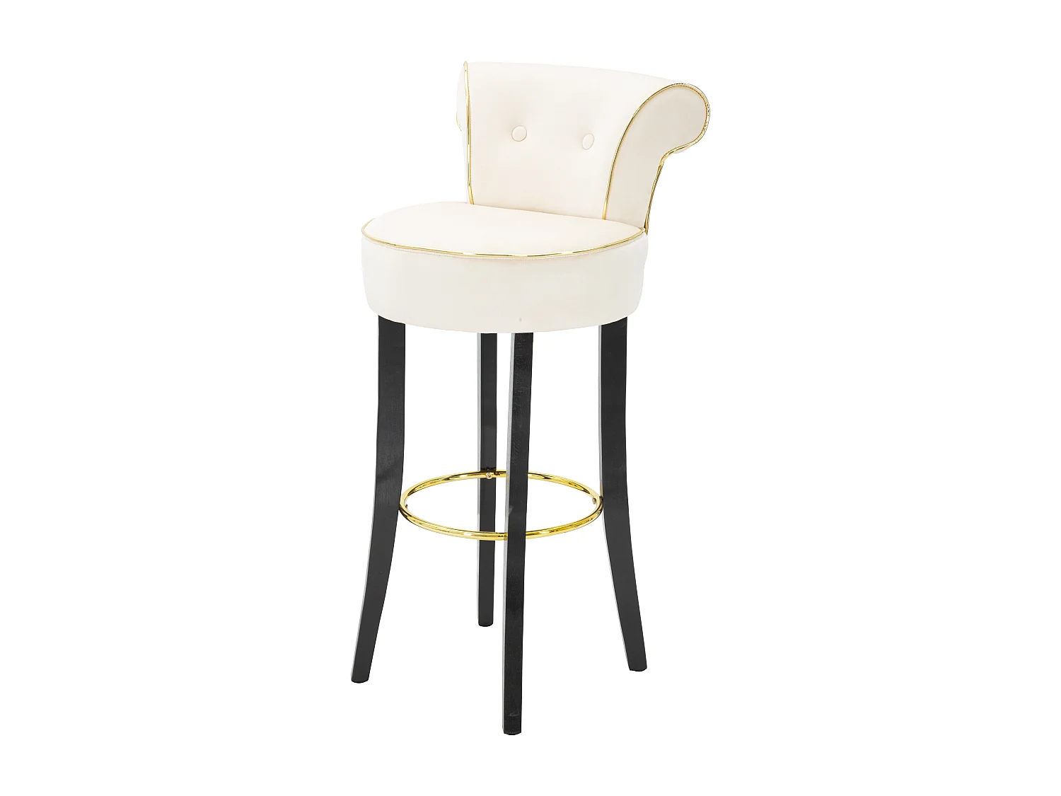 Tabouret de Bar en Velours "Luxy" 96cm Crème