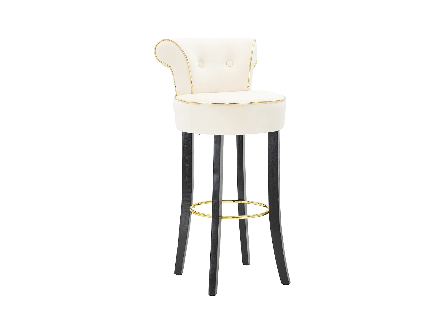 Tabouret en tissu beige avec dossier 46x48x96 cm