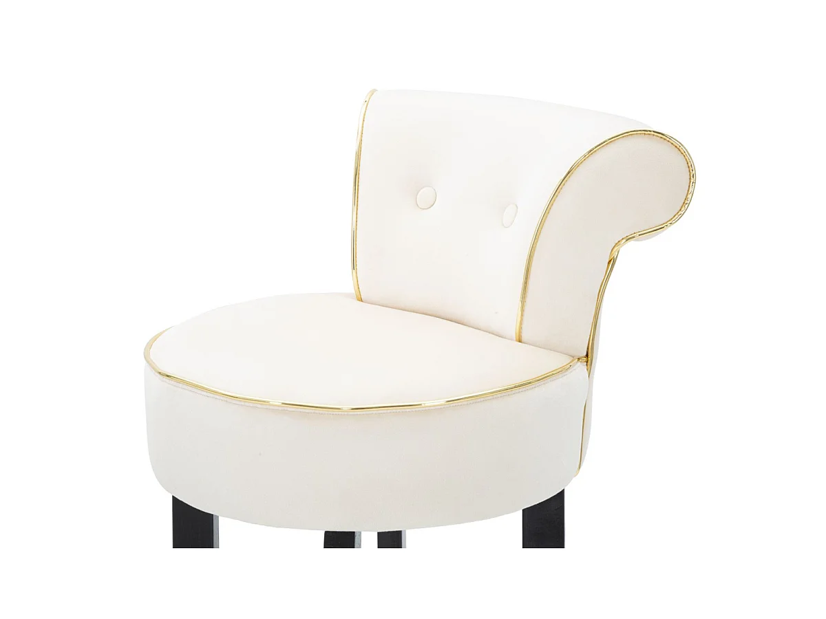 Banqueta de bar Luxy em veludo sintético creme - 46x48x96 cm - Encosto confortável e apoio para os pés em metal dourado - Design glamoroso essencial