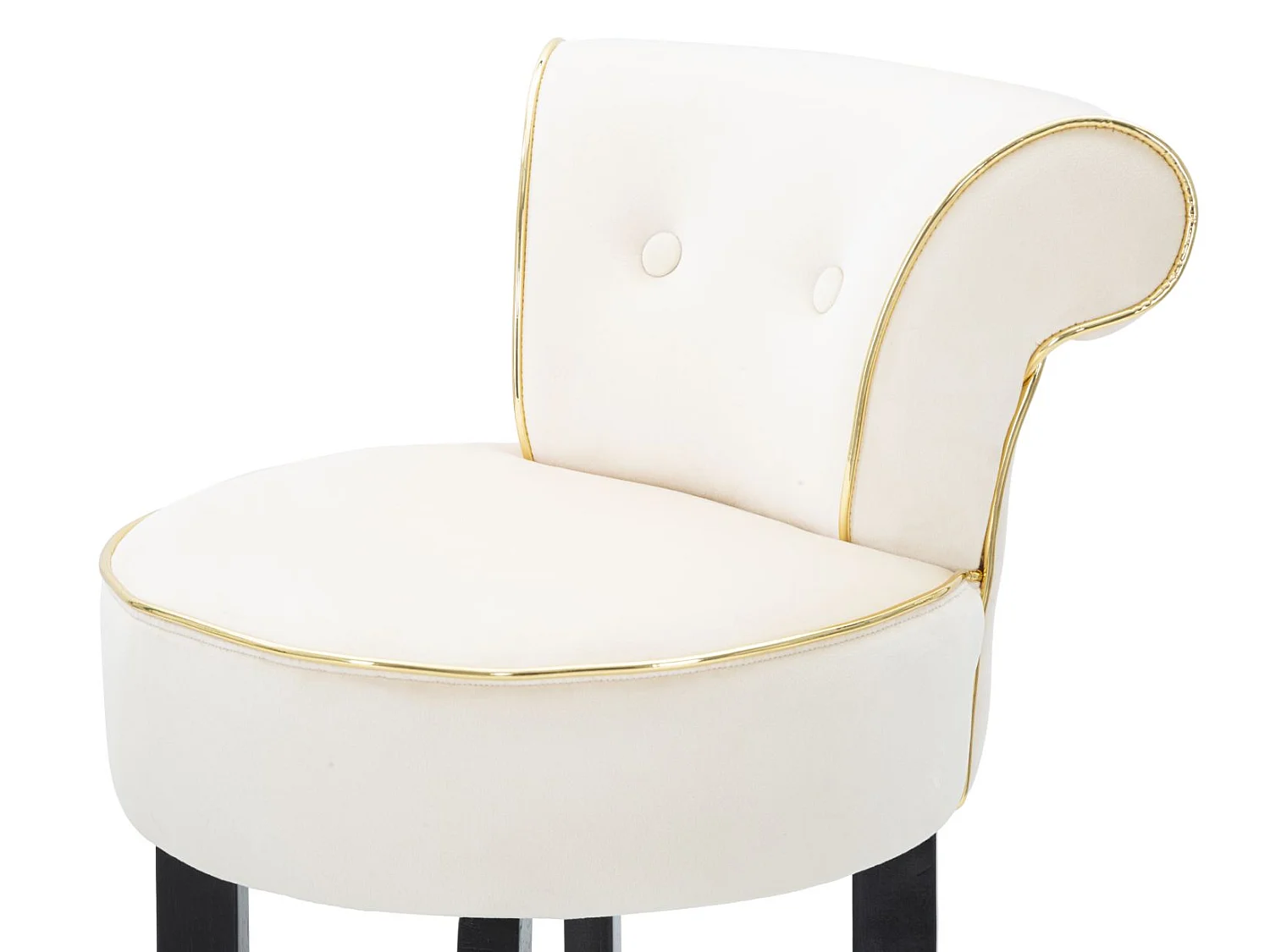 Banqueta de bar Luxy em veludo sintético creme - 46x48x96 cm - Encosto confortável e apoio para os pés em metal dourado - Design glamoroso essencial