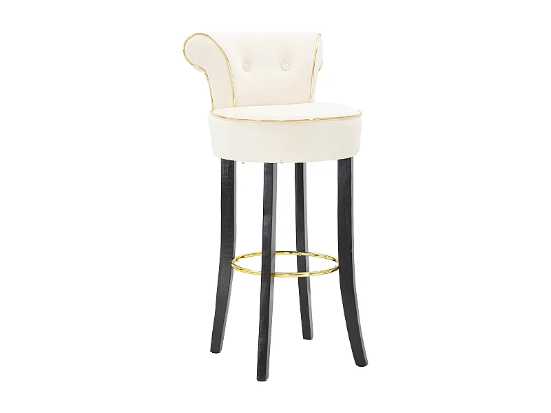 Tabouret de Bar en Velours "Luxy" 96cm Crème