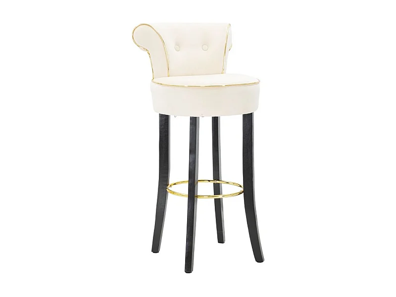 Tabouret de Bar en Velours "Luxy" 96cm Crème