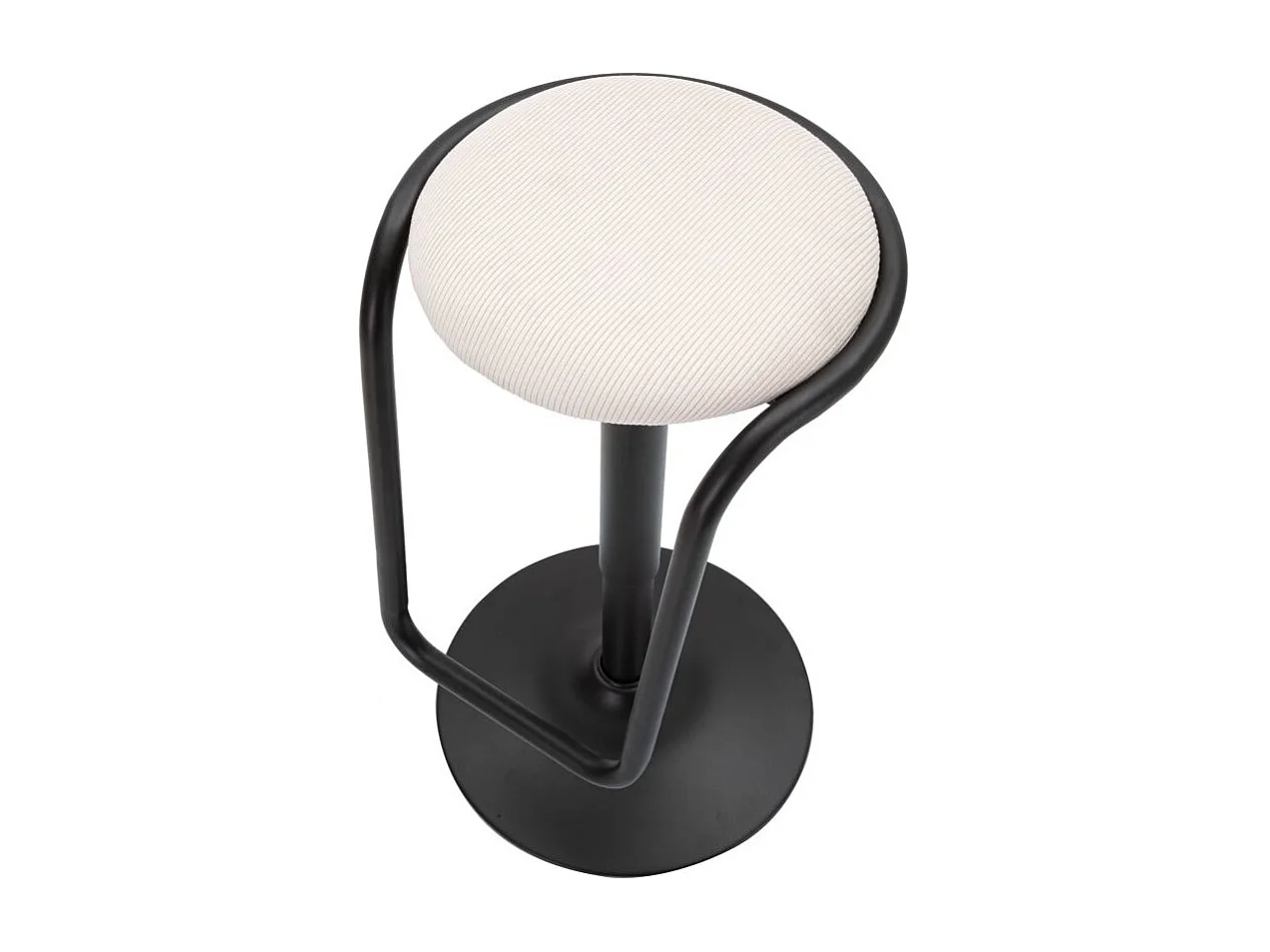 Tabouret de Bar Réglable en Tissu "Destiny" 61-83cm Noir & Blanc