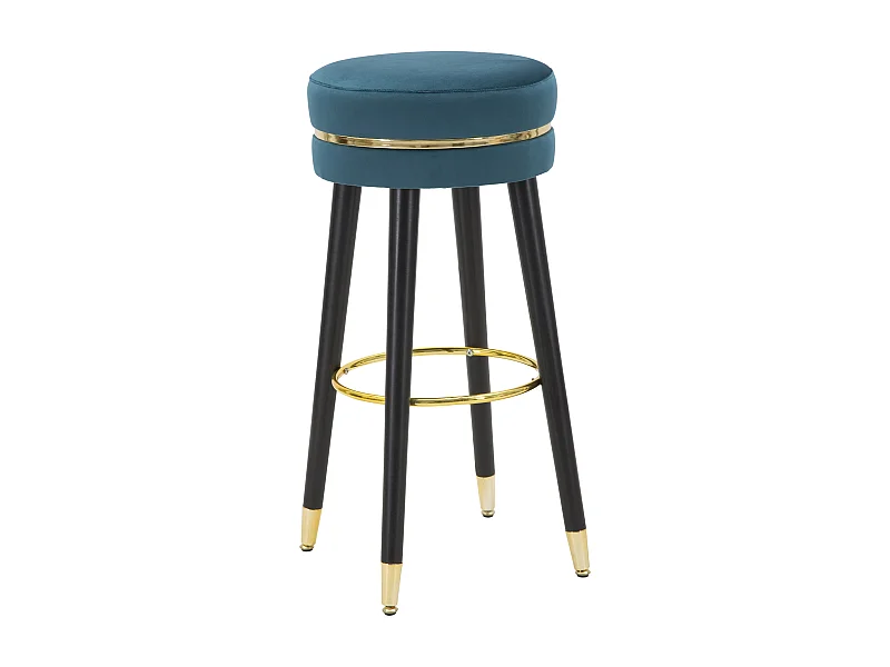 Tabouret de Bar Design "Paris" 74cm Bleu & Or