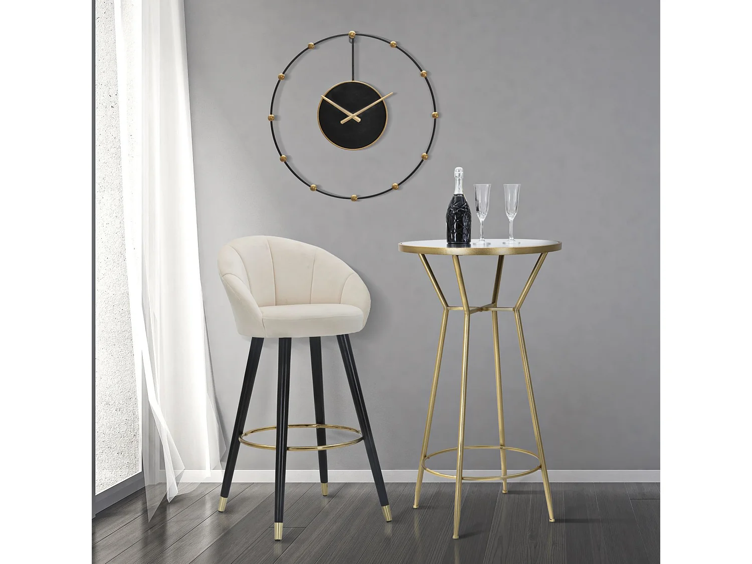 Tabouret de Bar Design "Prague" 104cm Crème