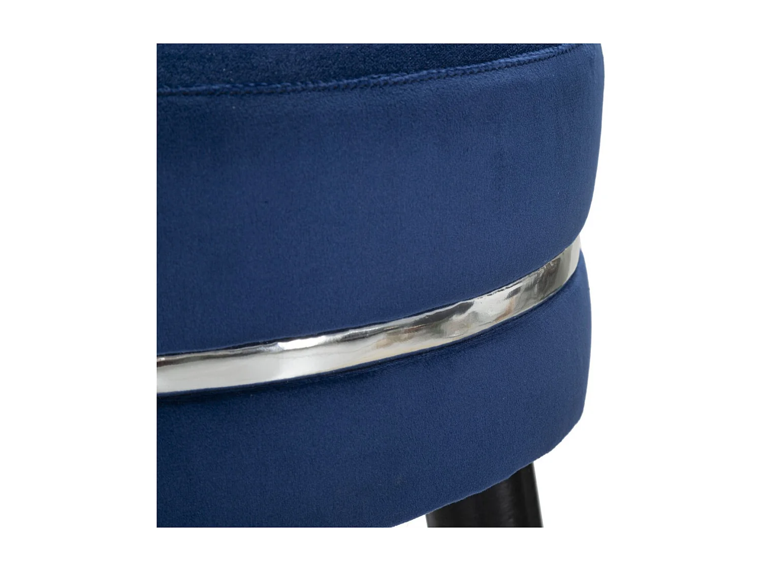 Ronde barkruk in blauwe stof met houten poten Ø cm 35x74