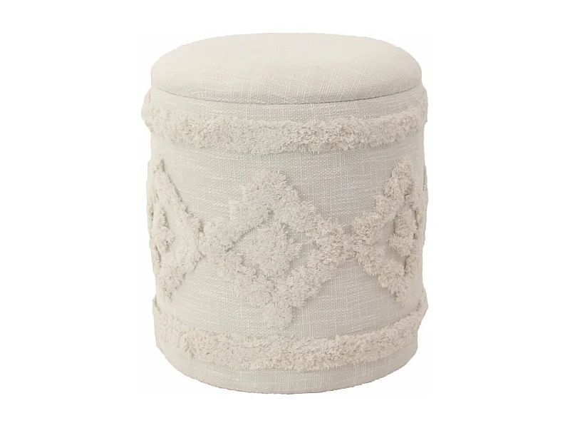 Pouf de rangement rond en tissu beige Ø 35x40 cm