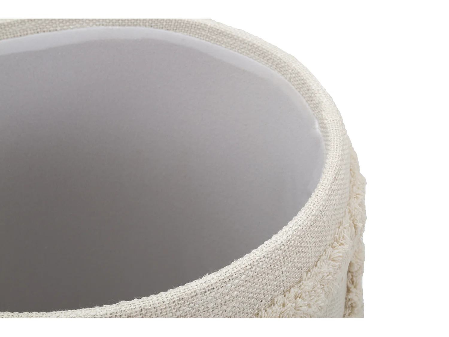 Pouf de rangement rond en tissu beige Ø 35x40 cm