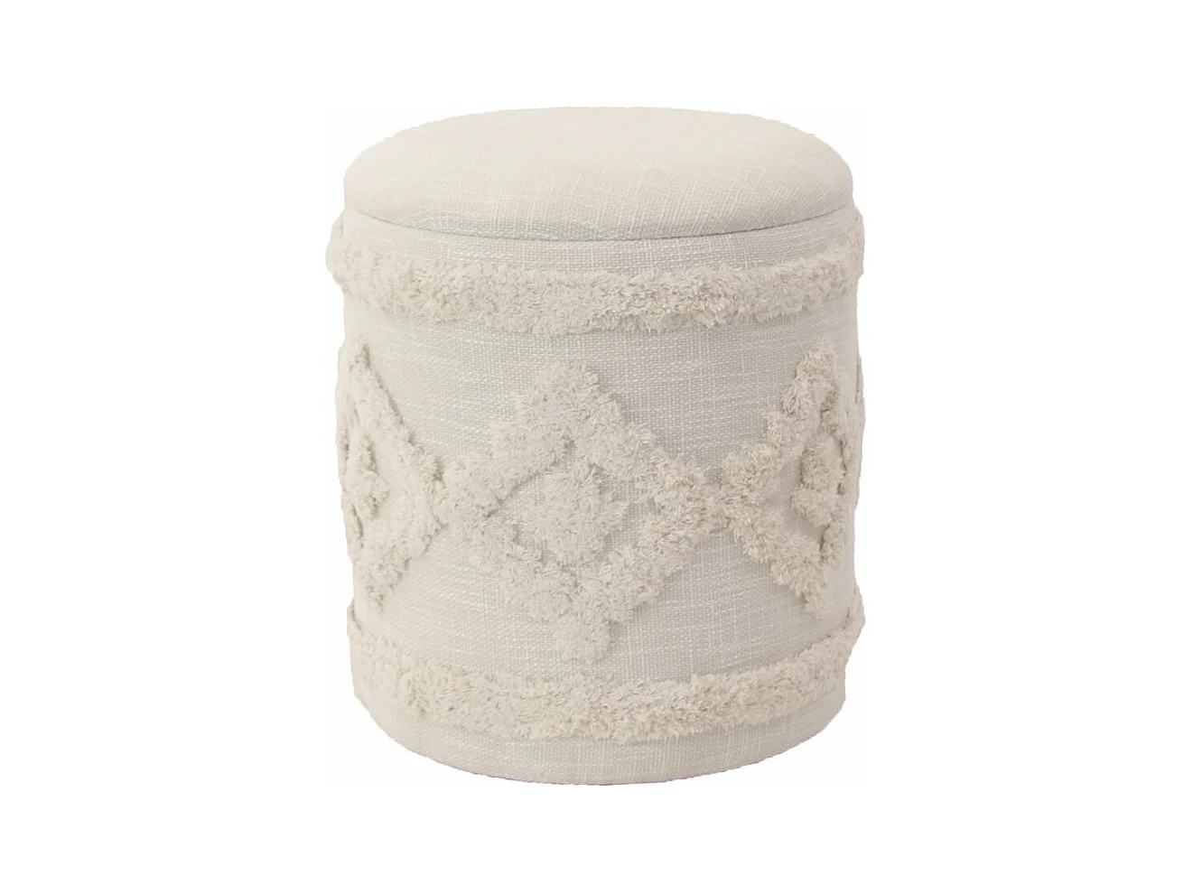 Pouf de rangement rond en tissu beige Ø 35x40 cm