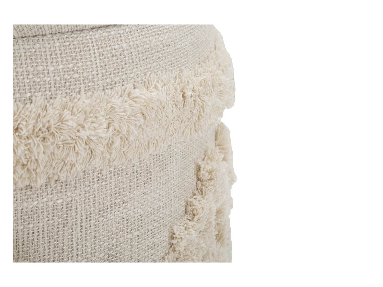 Pouff contenitore rotondo in tessuto beige Ø cm 35x40