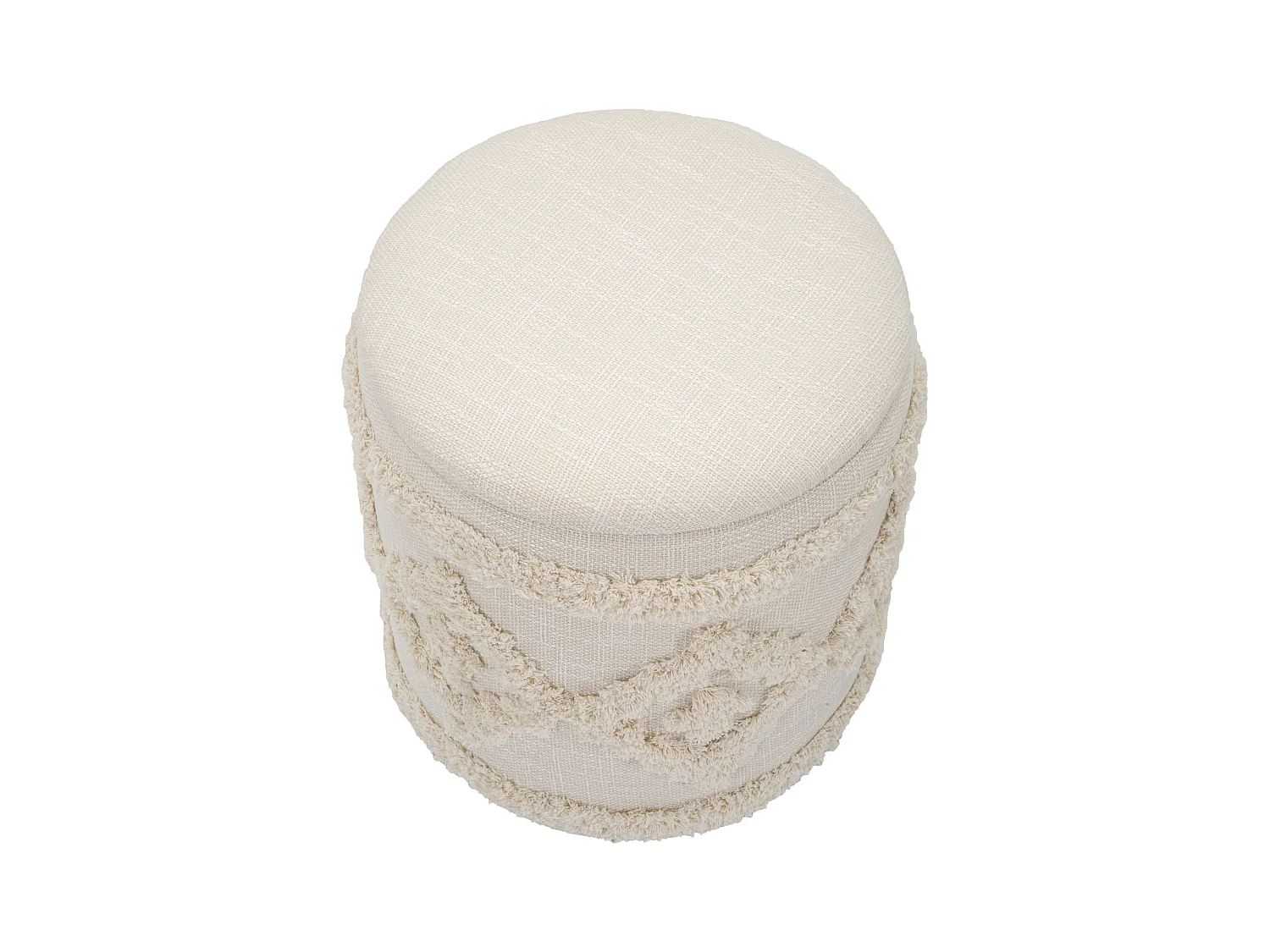 Pouff contenitore rotondo in tessuto beige Ø cm 35x40