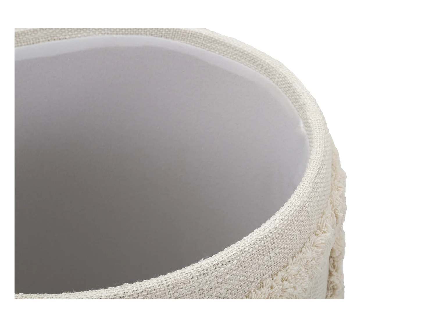 Pouff contenitore rotondo in tessuto beige Ø cm 35x40