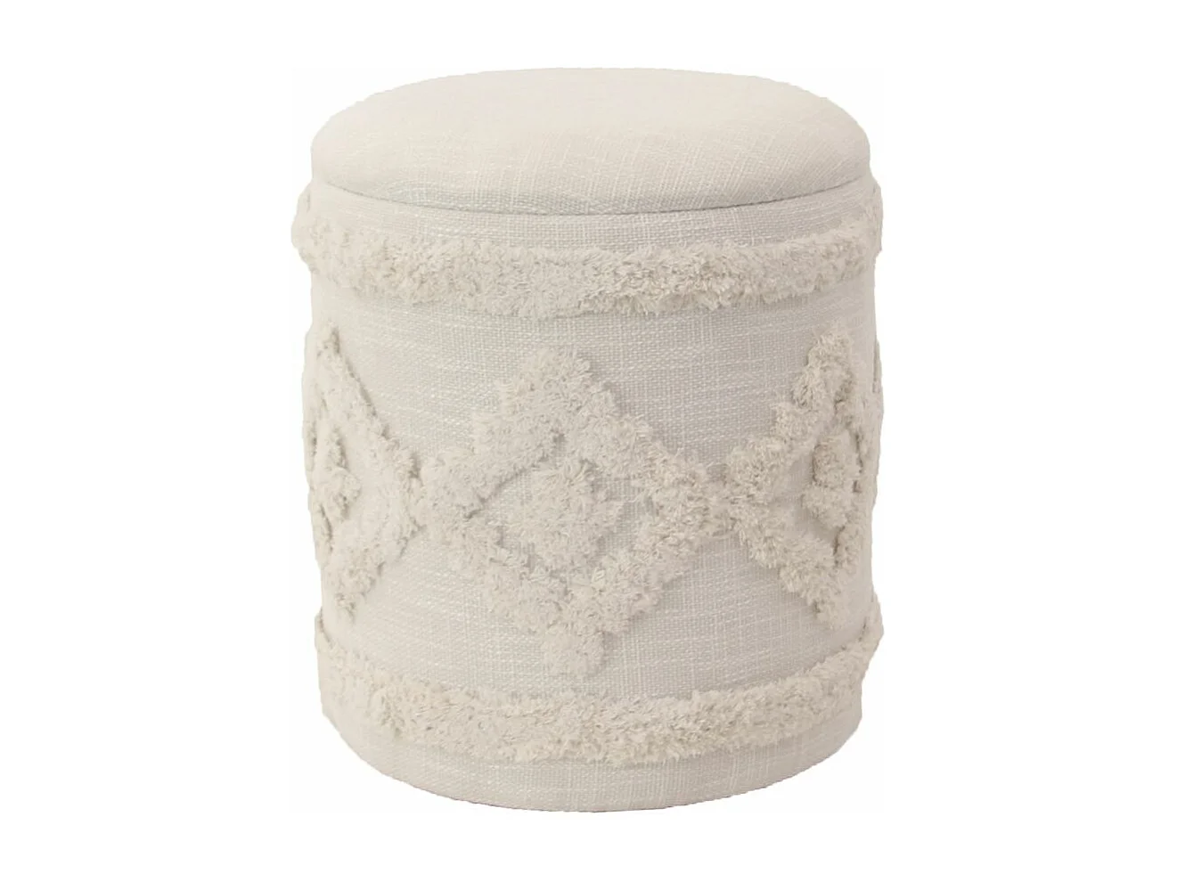 Pouf de rangement rond en tissu beige Ø 35x40 cm