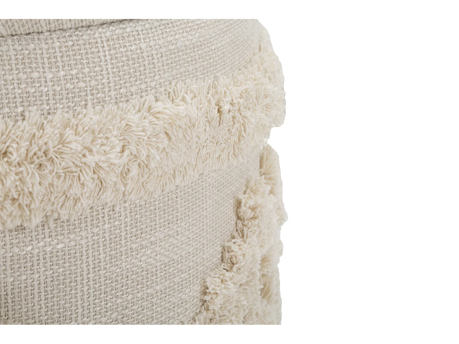 Pouf de rangement rond en tissu beige Ø 35x40 cm