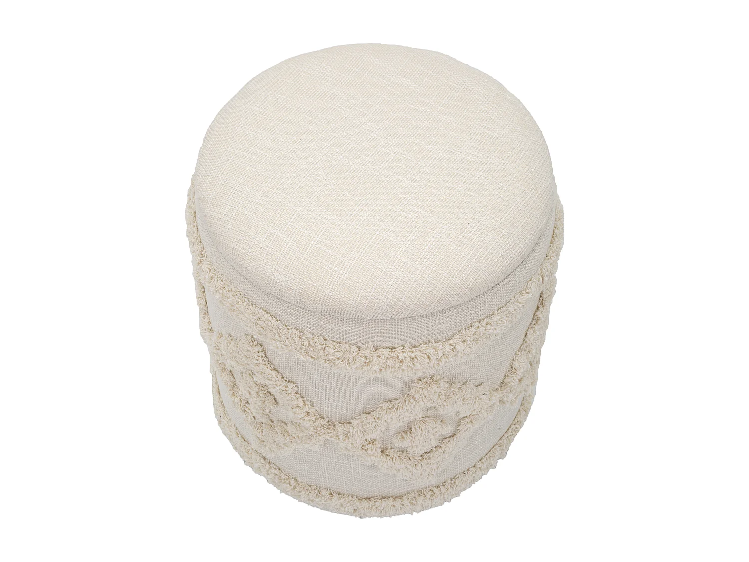Pouf de rangement rond en tissu beige Ø 35x40 cm