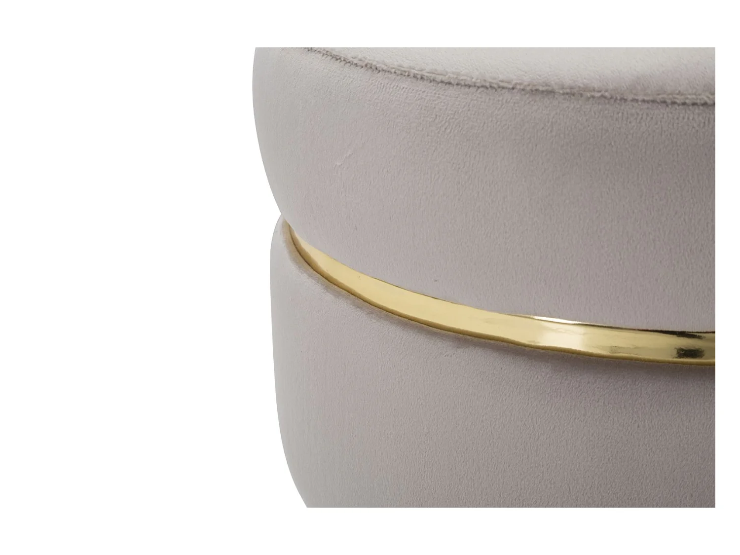 Pouf rotondo in tessuto grigio con gambe in legno Ø cm 35X40,5