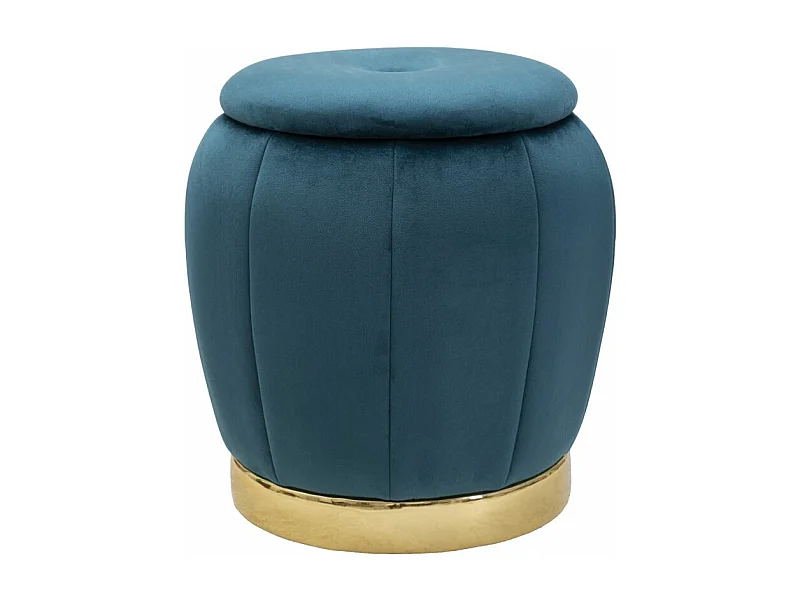 Pouf contenitore in tessuto blu Ø cm 43x43
