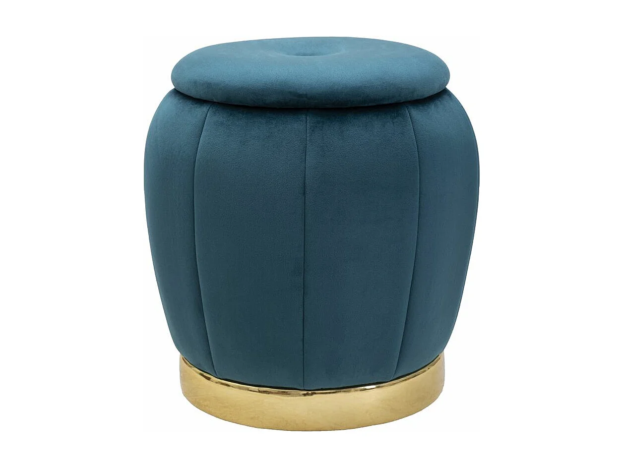 Runder Samt-Pouf mit Metallbasis 43cm Paris - Blau