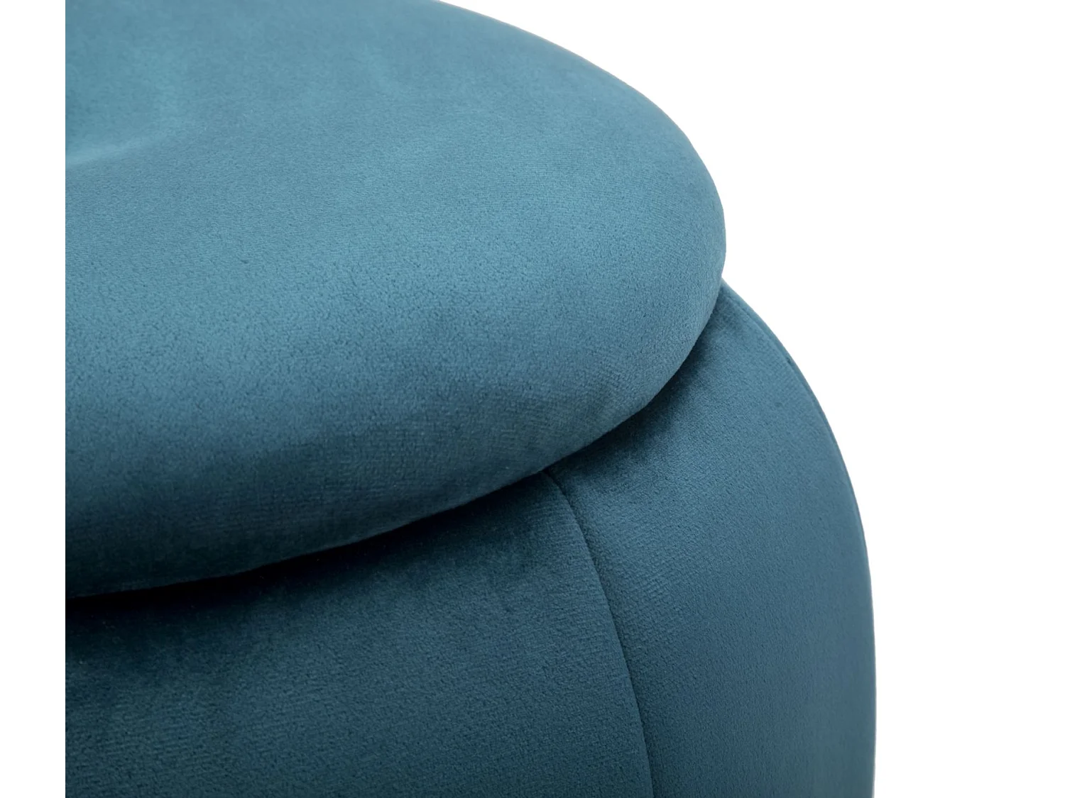 Runder Samt-Pouf mit Metallbasis 43cm Paris - Blau