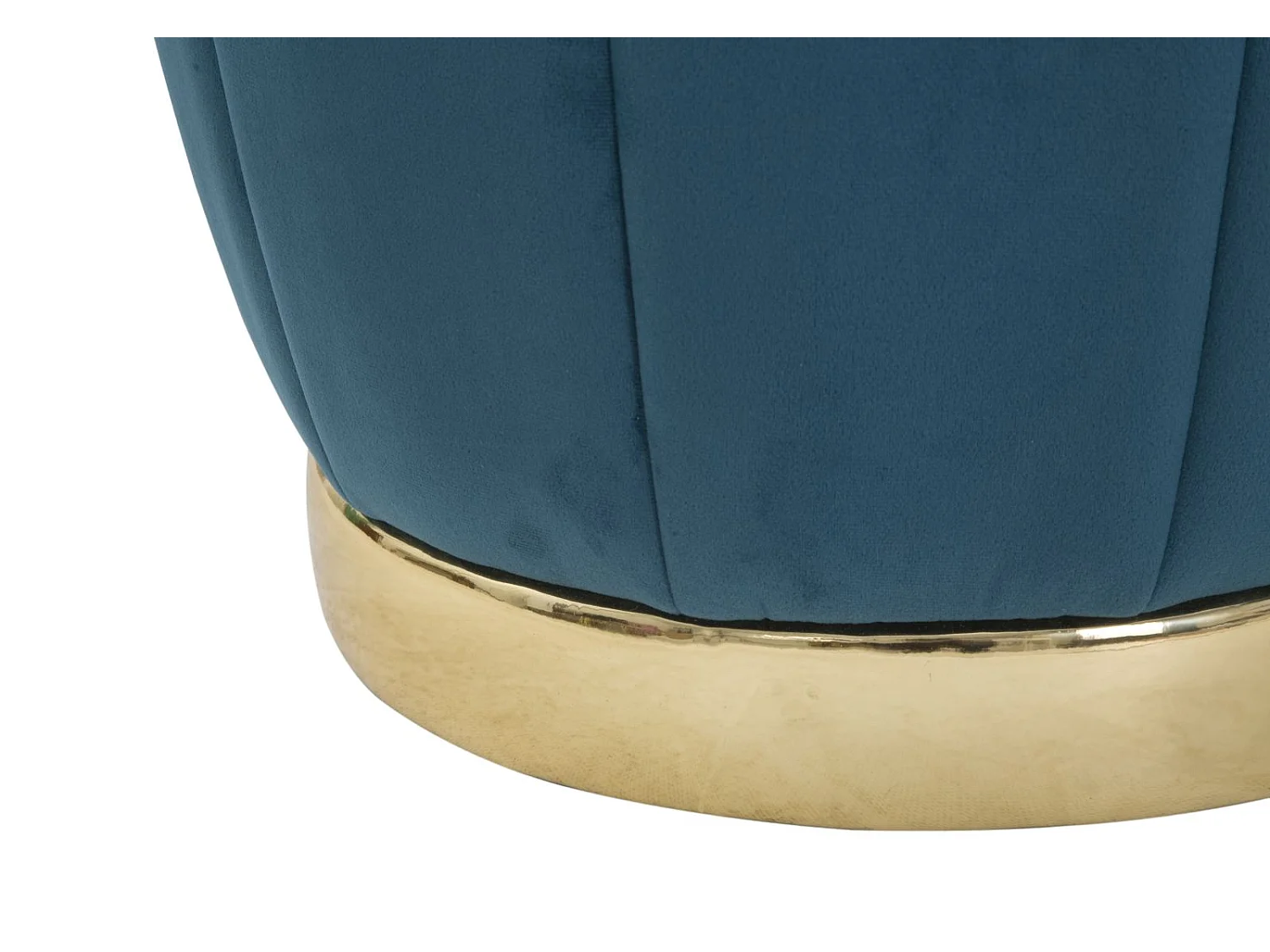 Runder Samt-Pouf mit Metallbasis 43cm Paris - Blau