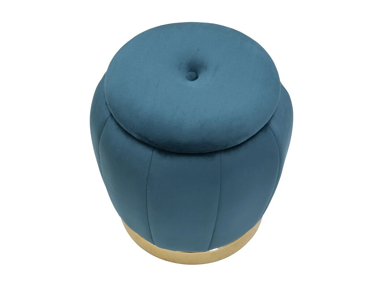 Puf contenedor redondo de terciopelo con base metálica 43cm Paris - Azul Marino