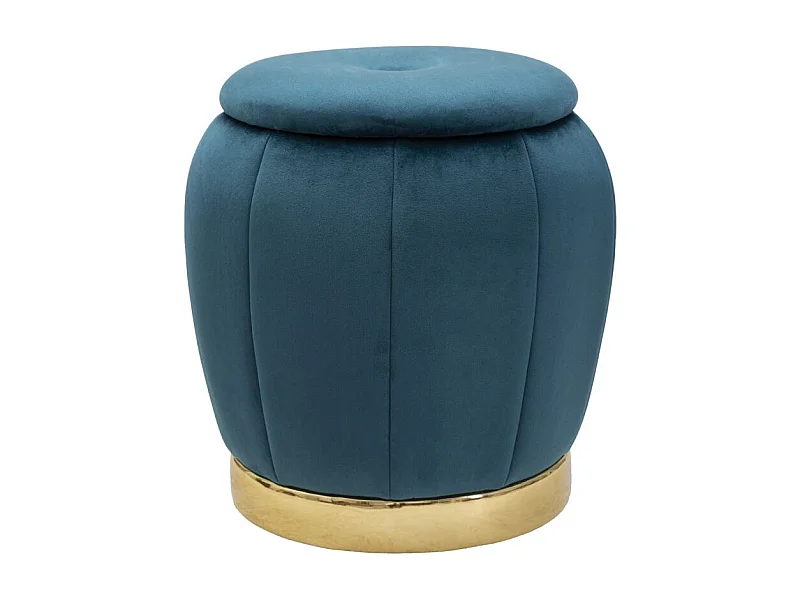 Pouf Coffre Rangement "Paris" 43cm Bleu & Or