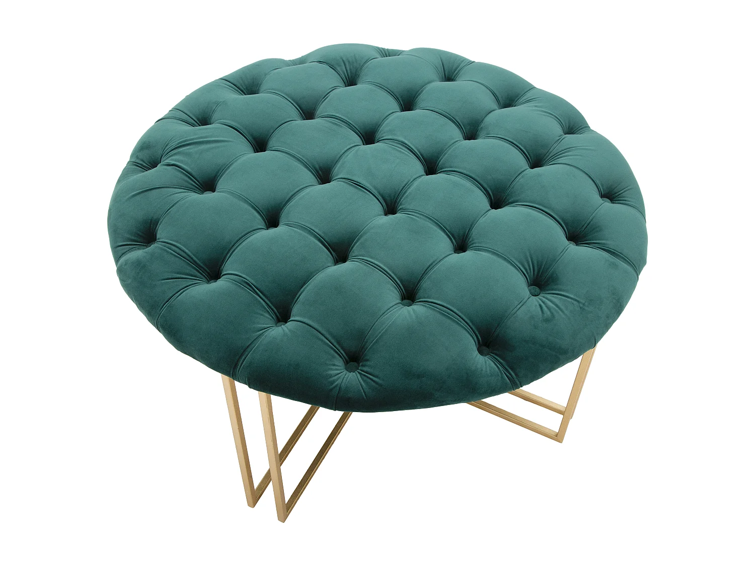 Pouf Capitonné en Velours "Puffy" 90cm Vert & Or