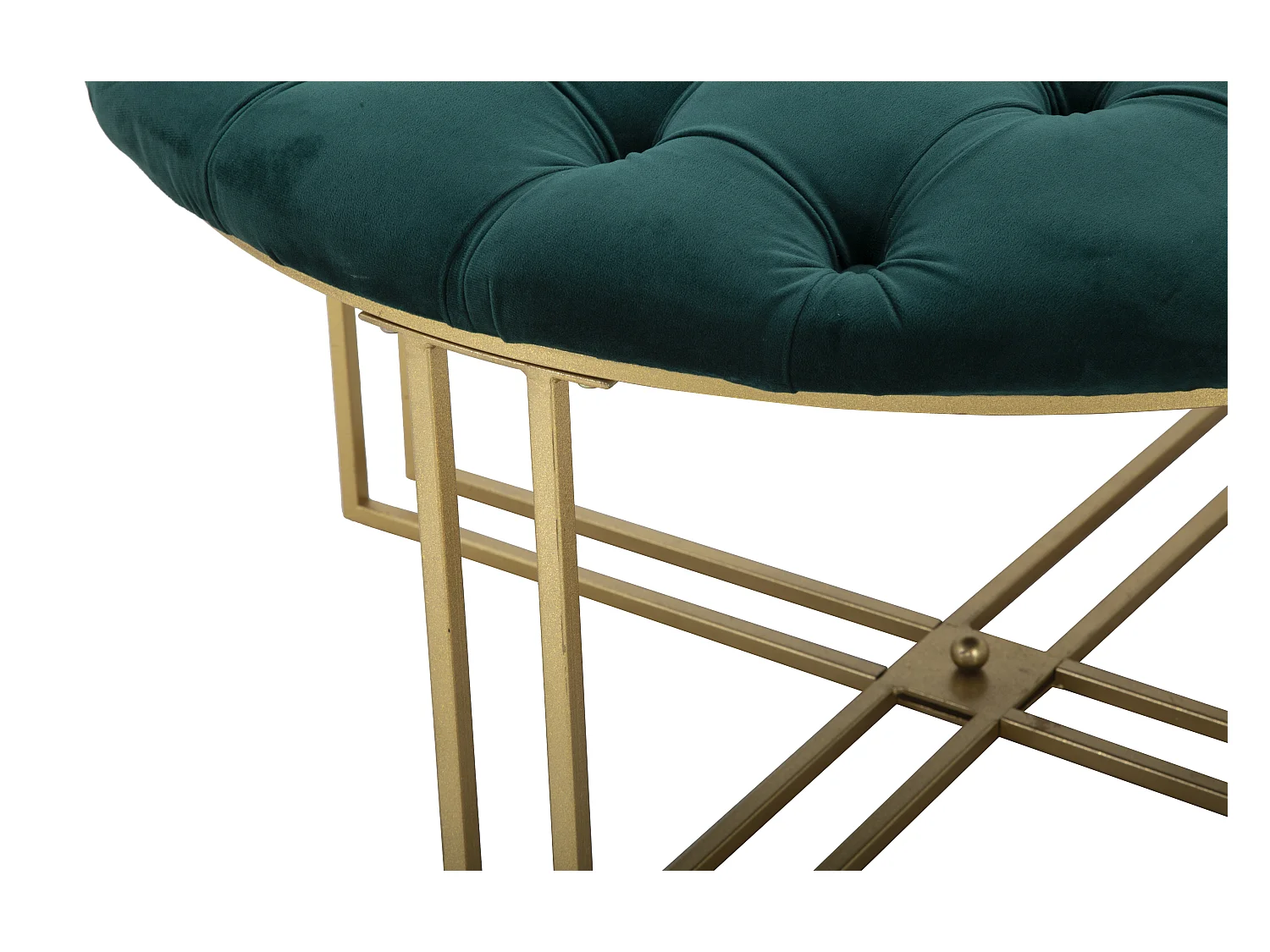 Pouf Capitonné en Velours "Puffy" 90cm Vert & Or