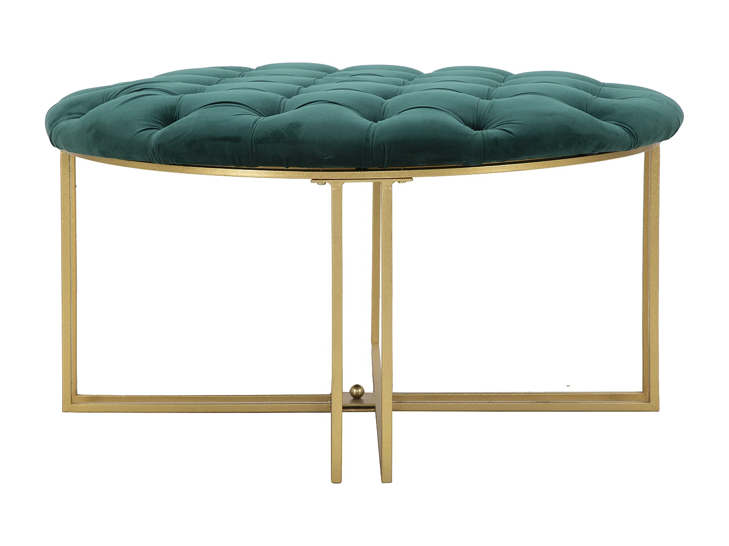 Pouf Capitonné en Velours "Puffy" 90cm Vert & Or