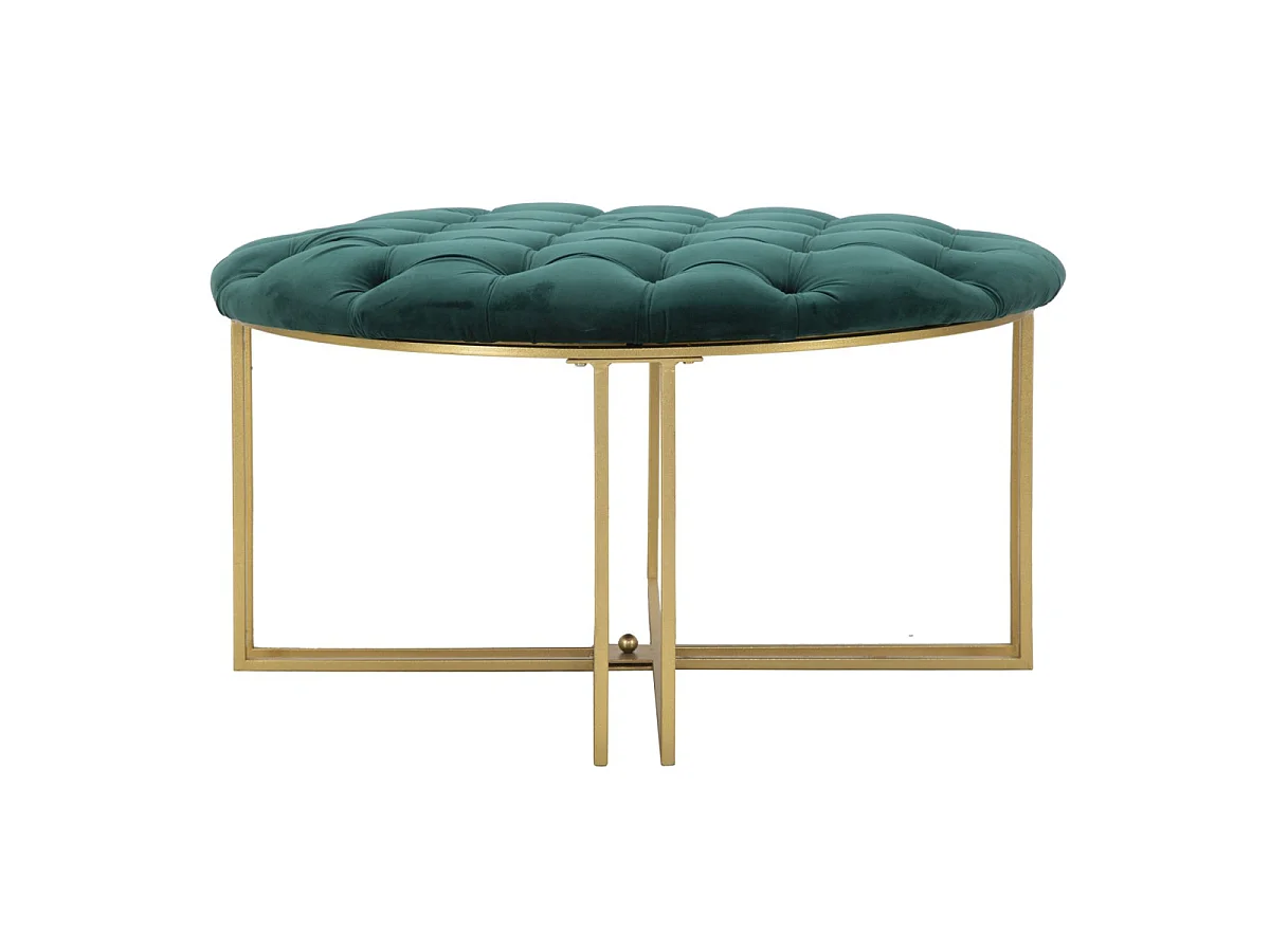 Pouf Capitonné en Velours "Puffy" 90cm Vert & Or