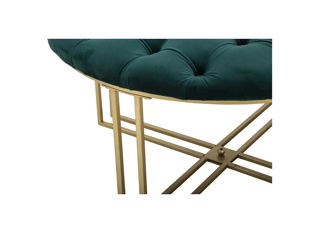 Pouf Capitonné en Velours "Puffy" 90cm Vert & Or