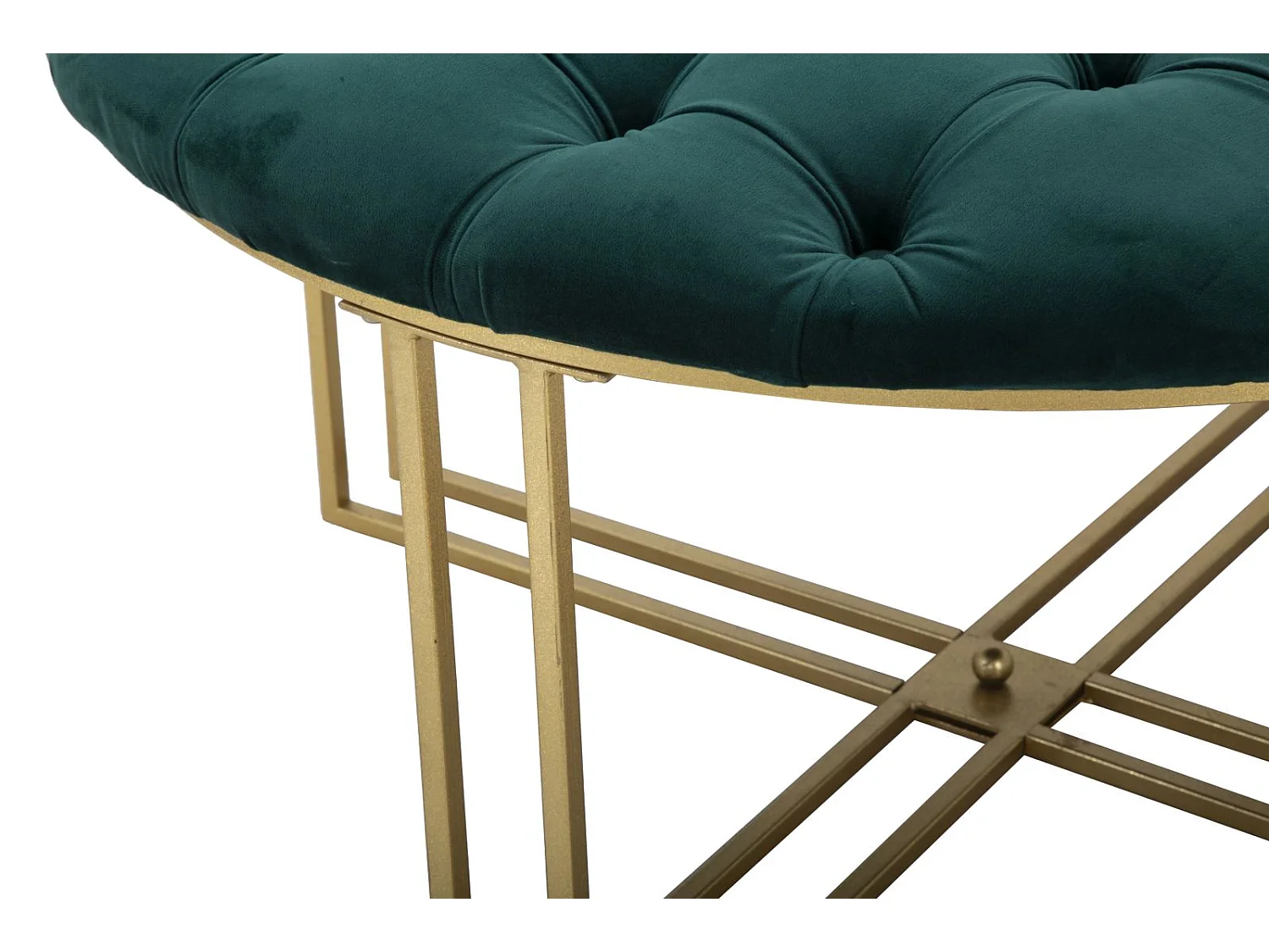 Pouf Capitonné en Velours "Puffy" 90cm Vert & Or
