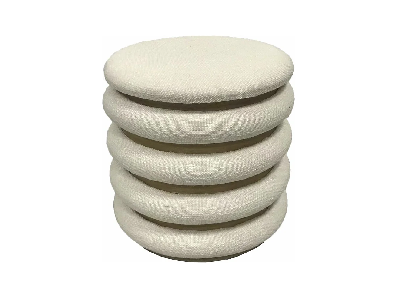 Pouf rond en tissu beige Ø 40x42 cm