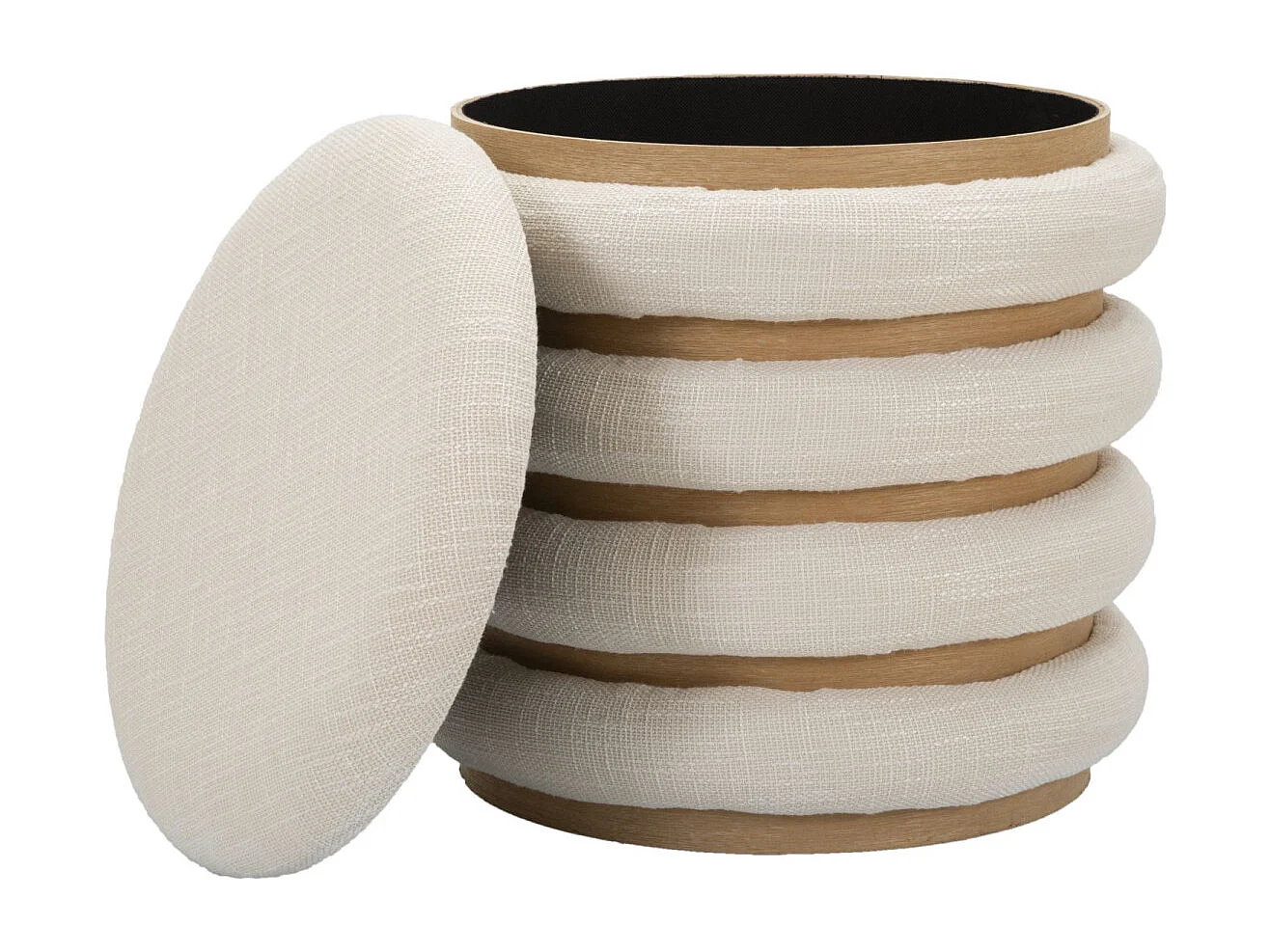 Ronde poef in beige stof Ø 40x42 cm