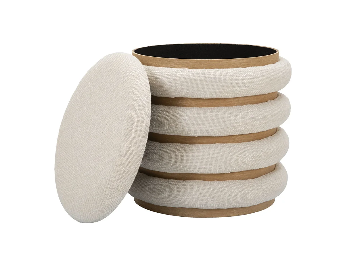 Pouf Avec Rangement "Damasco" 42cm Beige