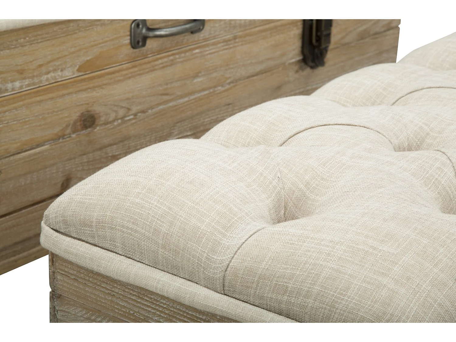 Set di 2 pouf apribili in tessuto beige cm 102x43,5x49,5 - 82x36x37