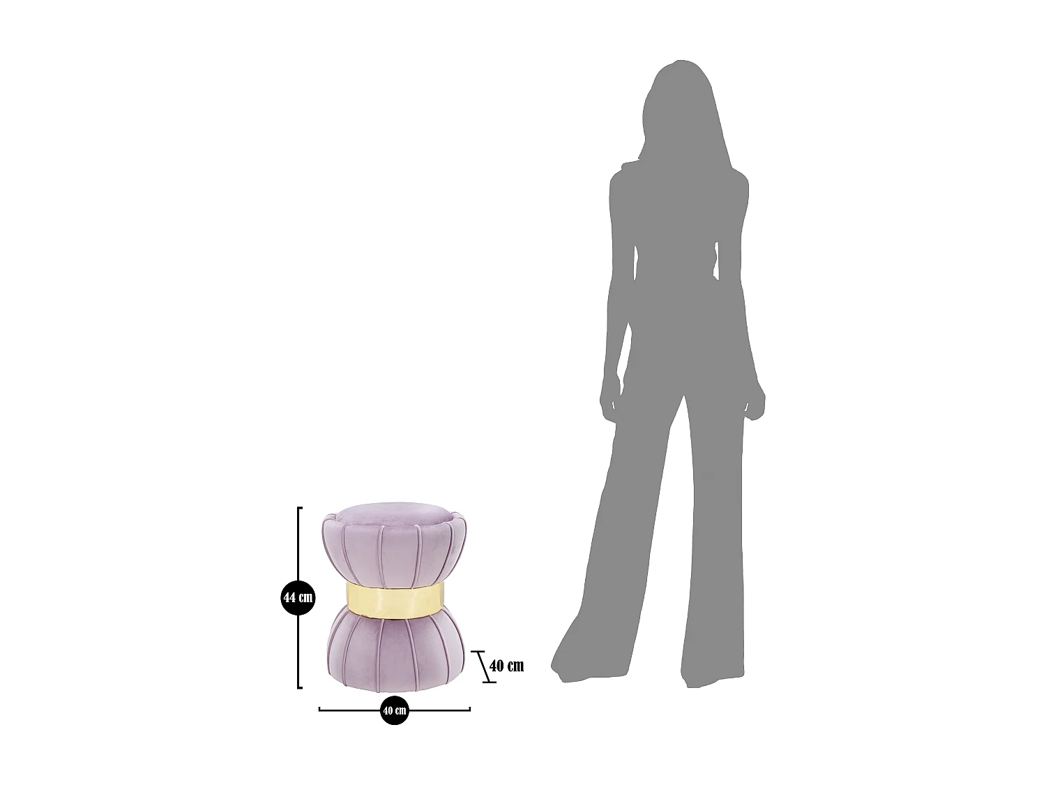 Pouf imbottito in tessuto rosa Ø cm 40x44