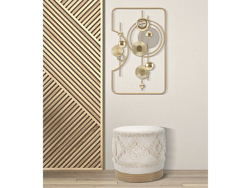 Pouff rotondo in tessuto beige cm 40x40