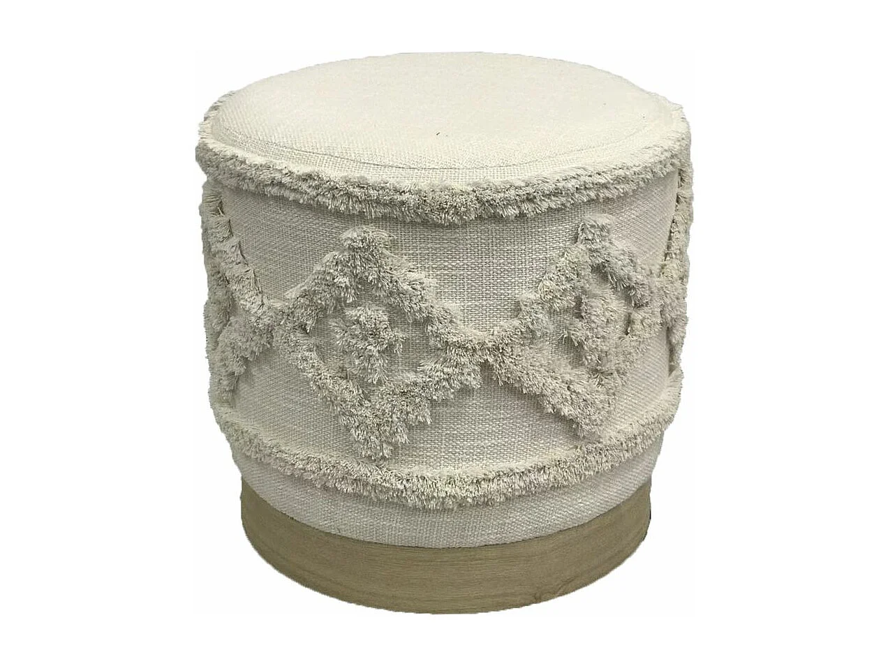 Pouf Effet Tufté "Damasco" 40cm Beige