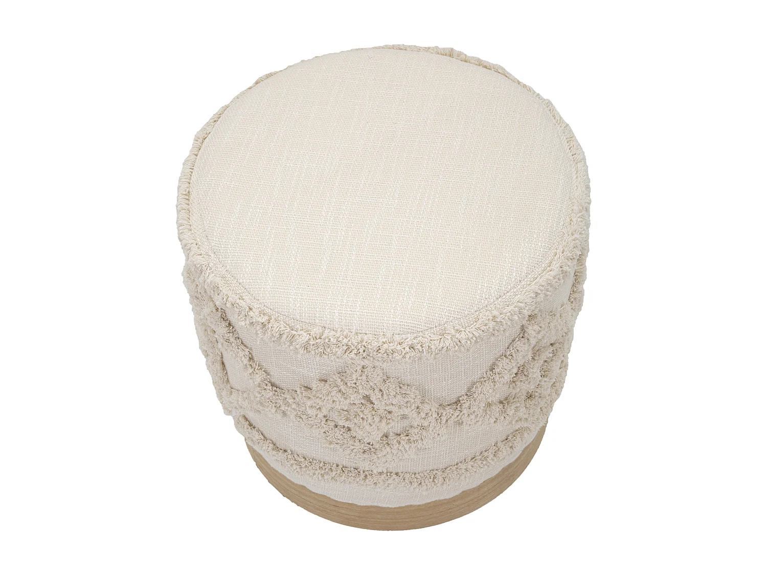 Pouf Effet Tufté "Damasco" 40cm Beige