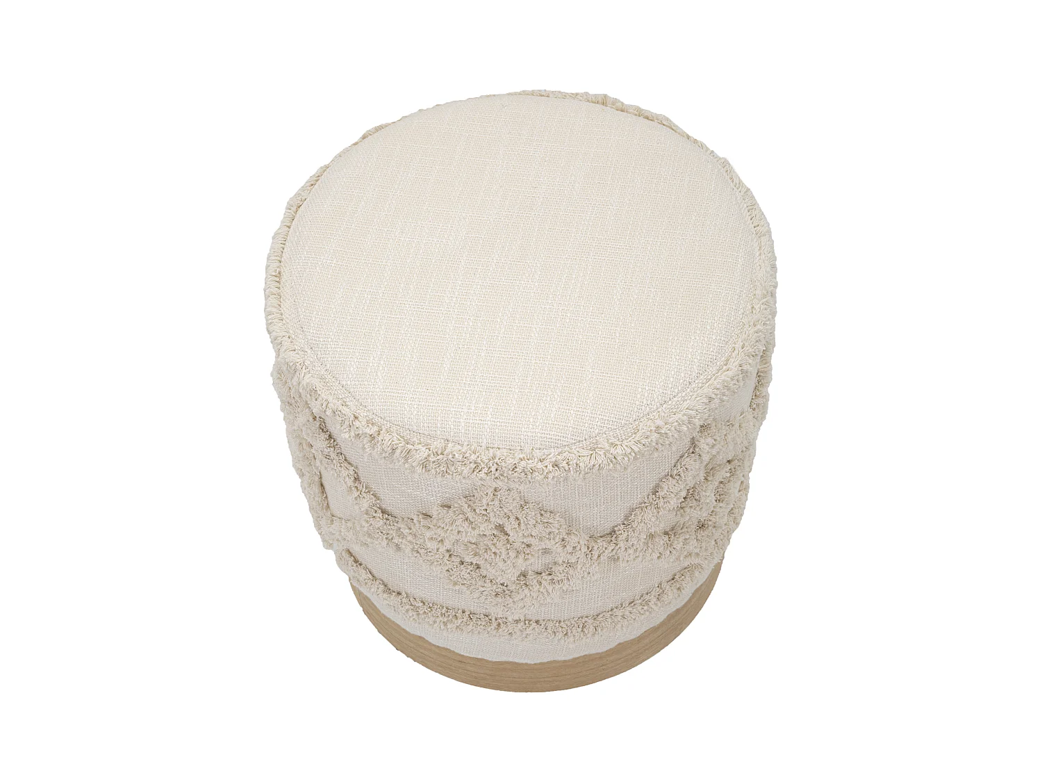 Pouff rotondo in tessuto beige cm 40x40