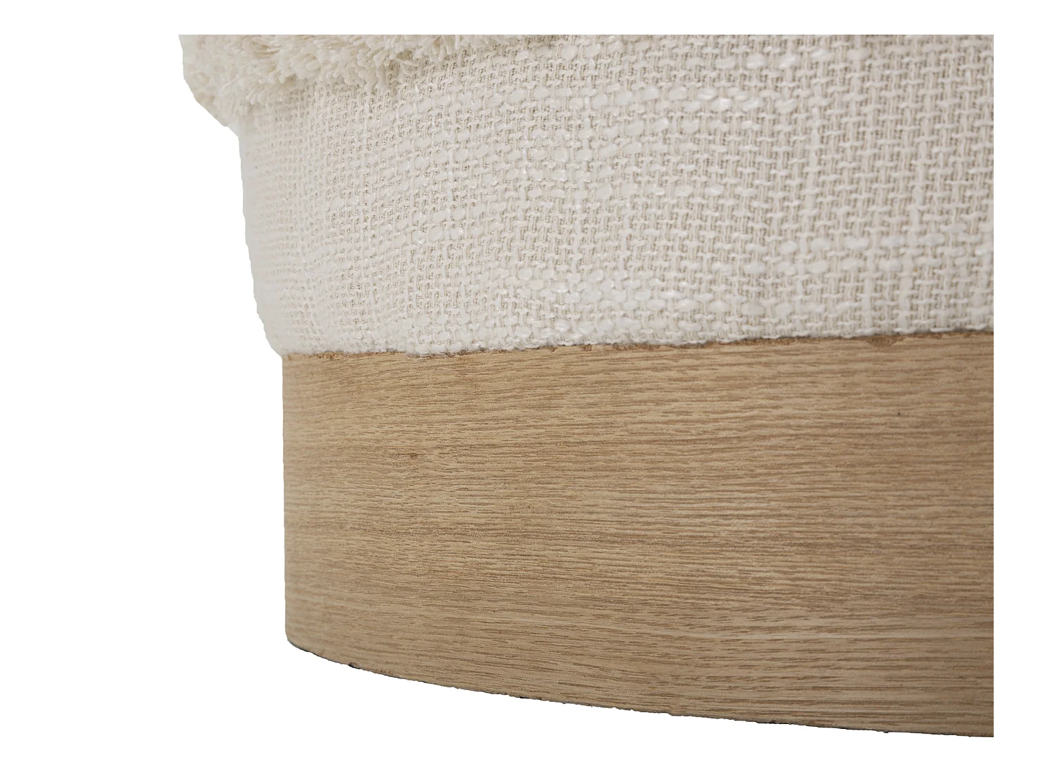 Pouff rotondo in tessuto beige cm 40x40