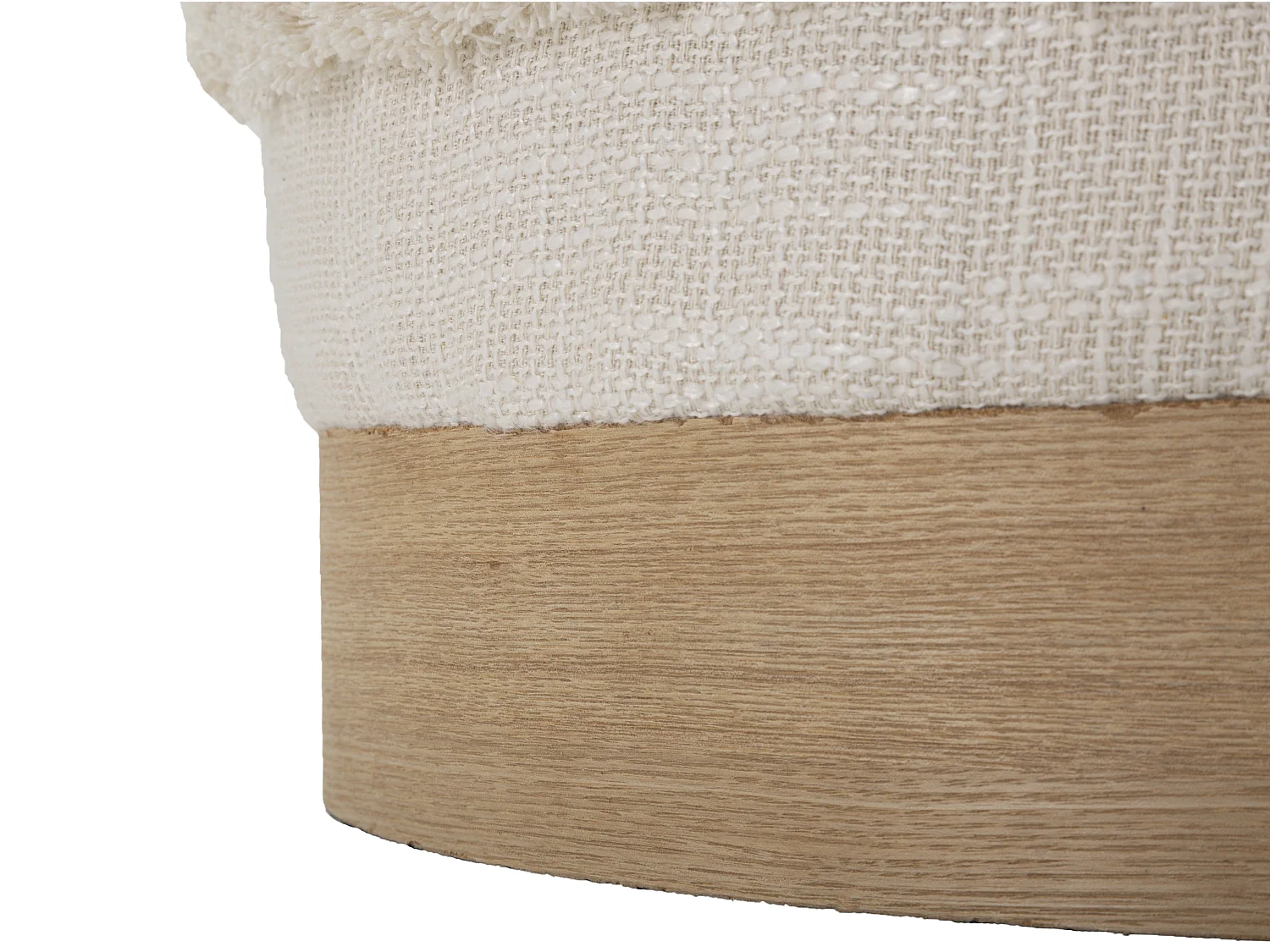 Runder Pouf aus gepolstertem Stoff mit Holzfuß 40x40 Damasco