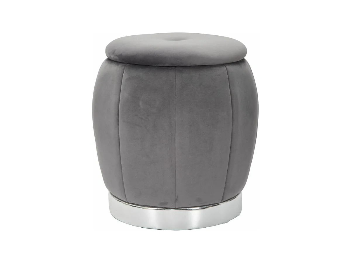 Pouf avec récipient en tissu gris Ø 43x43 cm