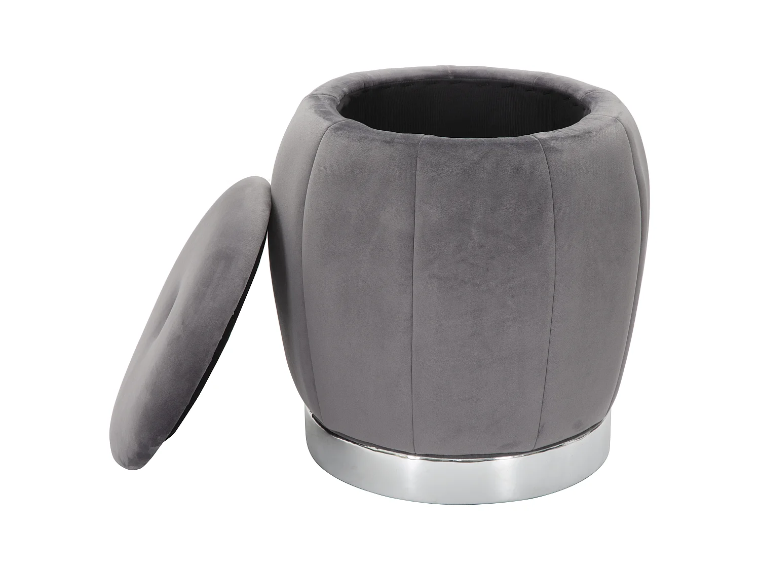 Pouf con contenitore in tessuto grigio Ø cm 43x43