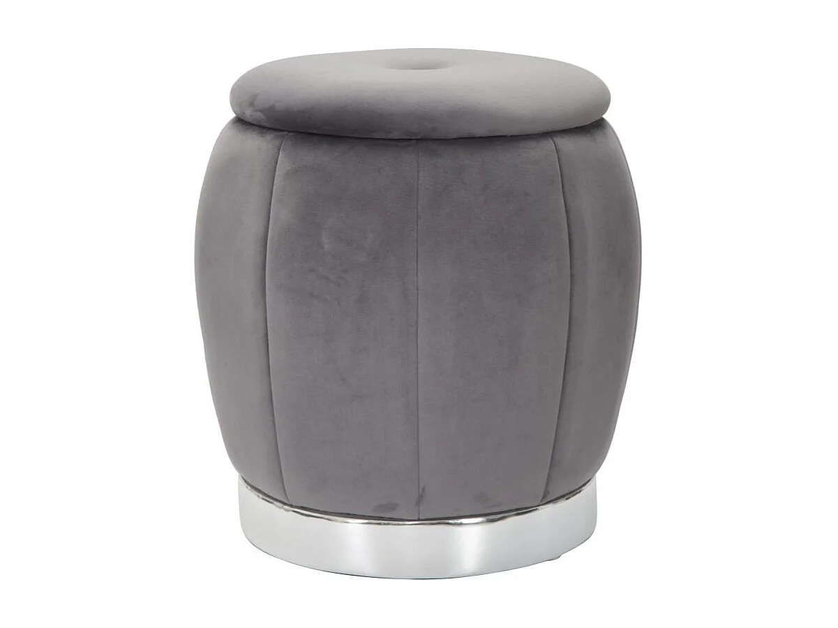 Pouf Coffre Rangement "Paris" Gris Foncé & Argent