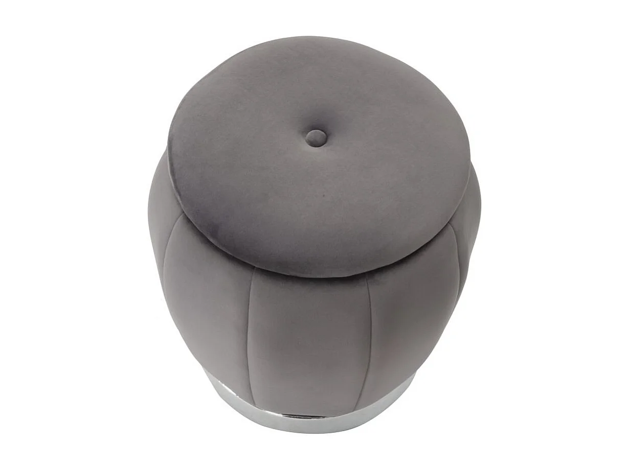 Pouf Coffre Rangement "Paris" Gris Foncé & Argent