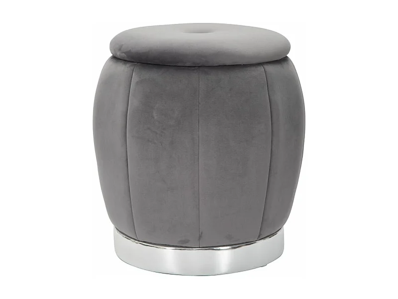 Pouf Coffre Rangement "Paris" Gris Foncé & Argent