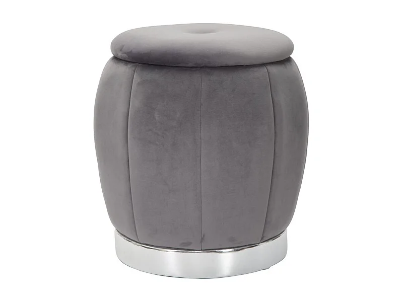 Pouf Coffre Rangement "Paris" Gris Foncé & Argent