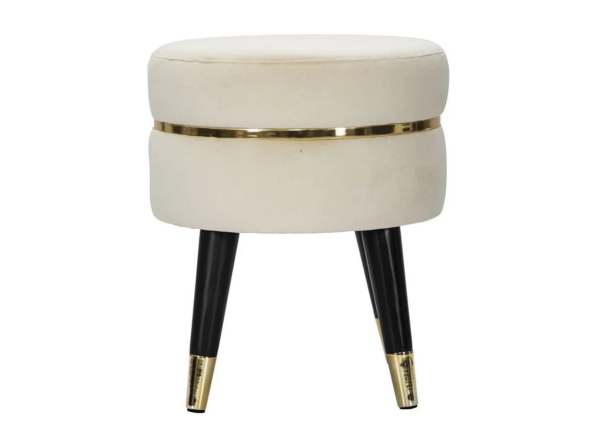 Tabouret Design "Paris" 40cm Crème & Or